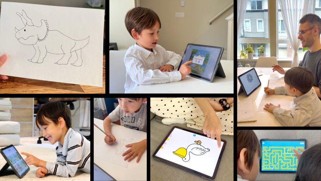 Family moments drawing, coloring and solving puzzles with PENKI